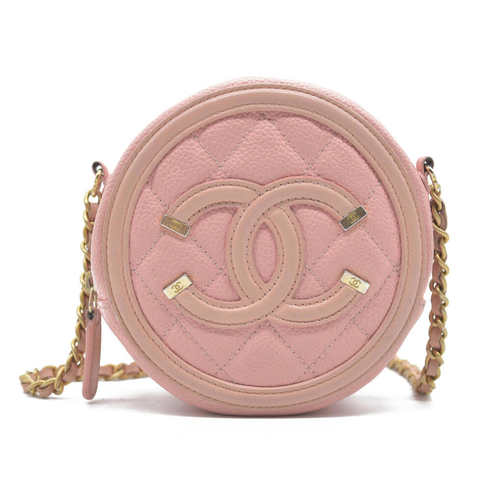 $2150 Chanel Caviar Filigree Quilted Round Crossbody 2019
